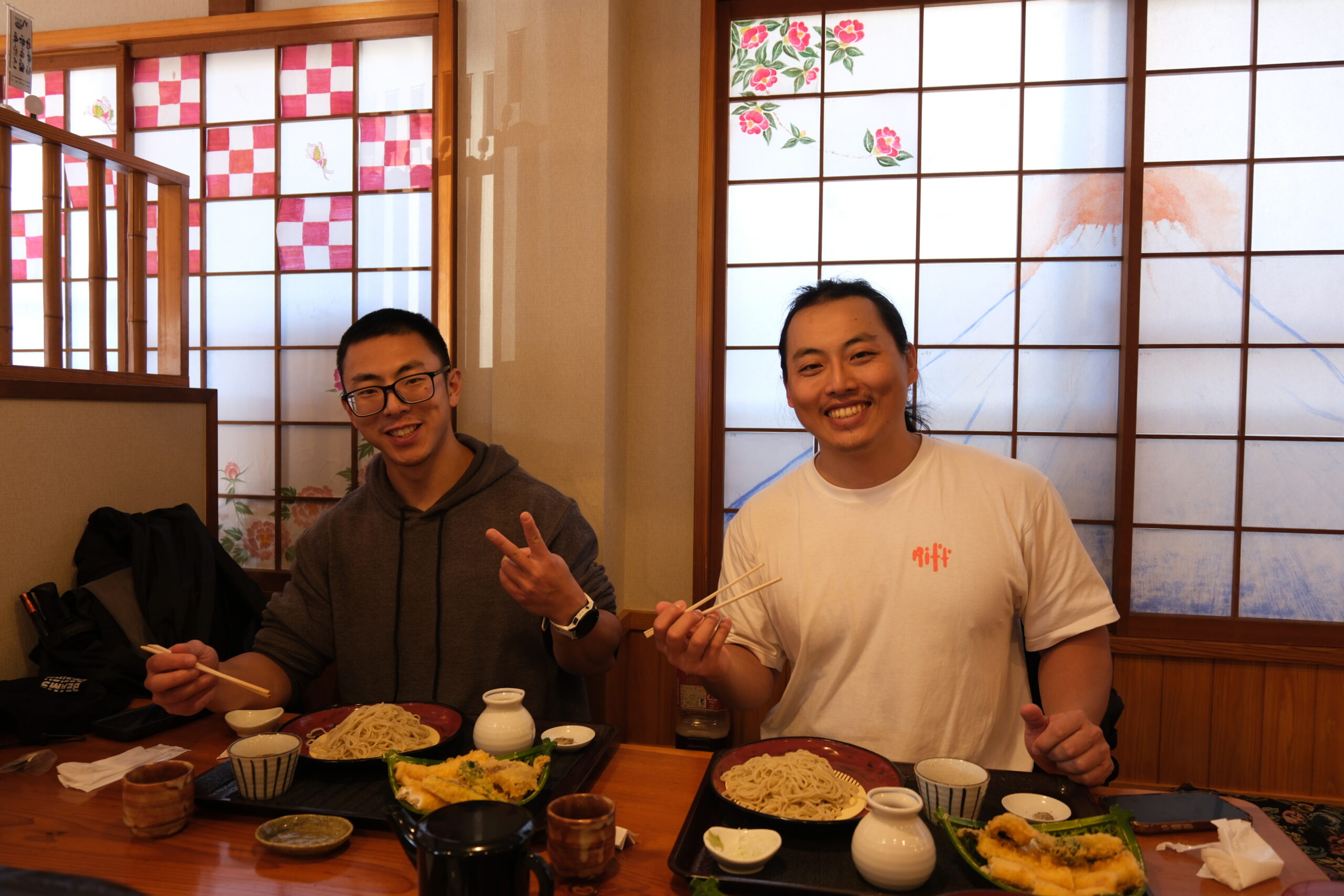 A local soba lunch during a private Coconuts Hike Japan tour